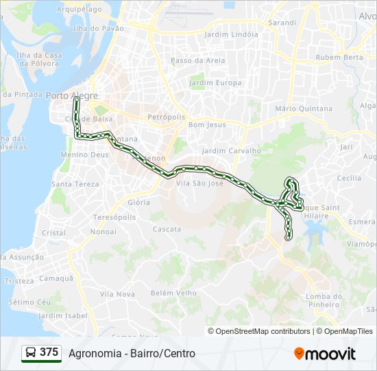 Mapa da linha 375 de ônibus