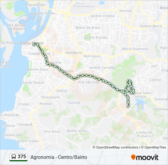 Mapa da linha 375 de ônibus