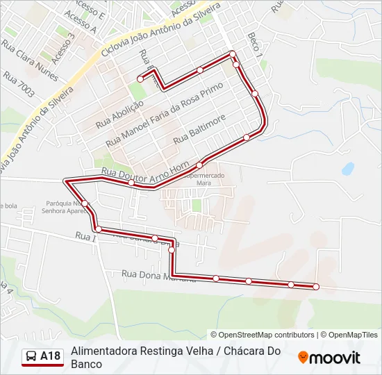 A18 Bus Line Map
