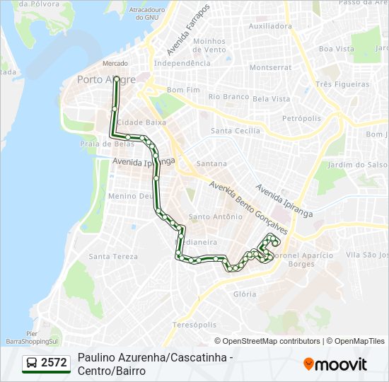 Mapa da linha 2572 de ônibus