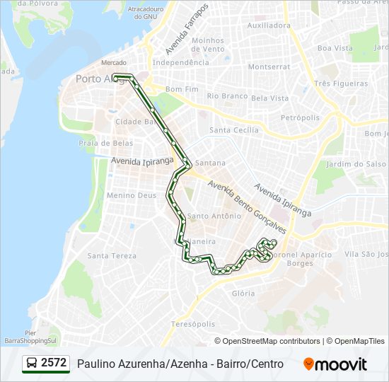 Mapa da linha 2572 de ônibus