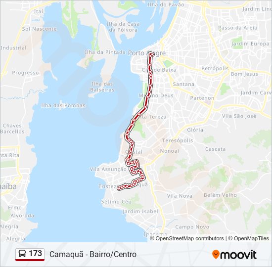 Mapa da linha 173 de ônibus