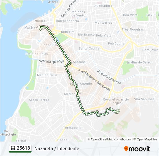 Mapa da linha 25613 de ônibus