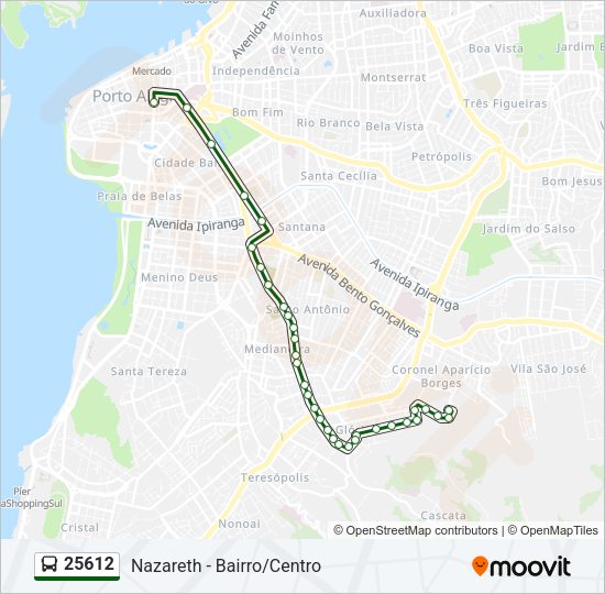 Mapa da linha 25612 de ônibus