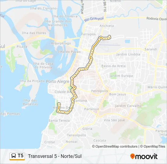 T5 Bus Line Map