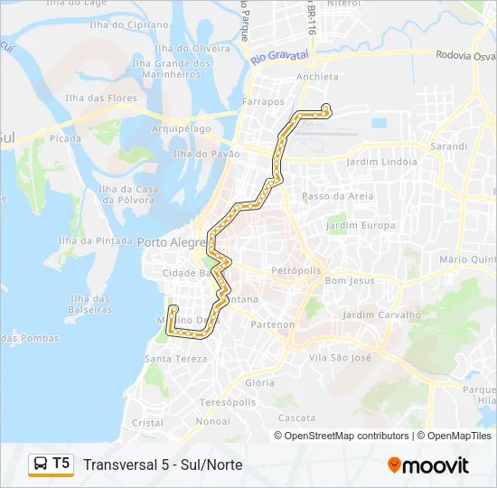 T5 Bus Line Map