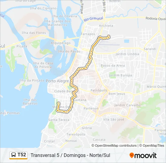 T52 Bus Line Map