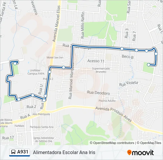 A931 Bus Line Map