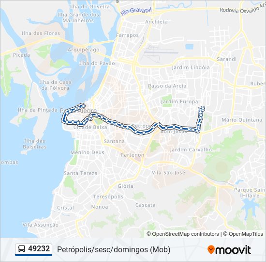 Mapa da linha 49232 de ônibus