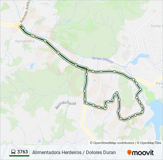 Mapa da linha 3763 de ônibus