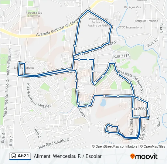 A621 Bus Line Map