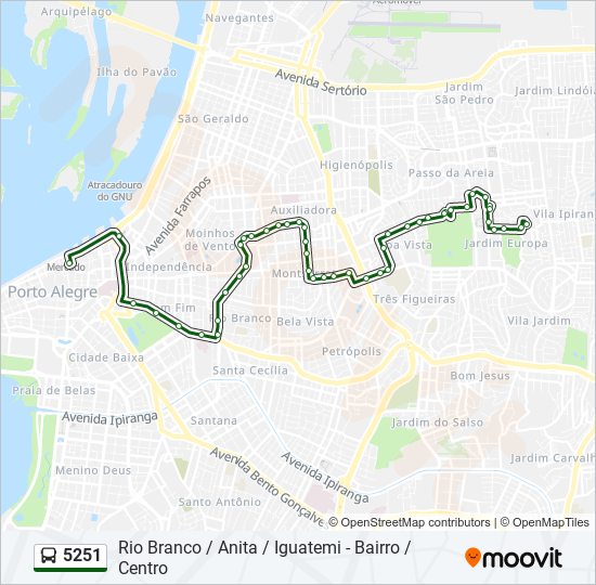 Mapa de 5251 de autobús