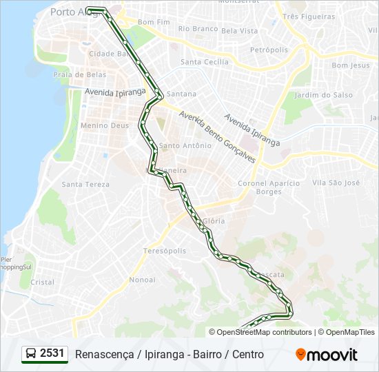 Mapa da linha 2531 de ônibus