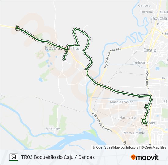 tr03 boqueirão do caju canoas Route Schedules, Stops & Maps Nova