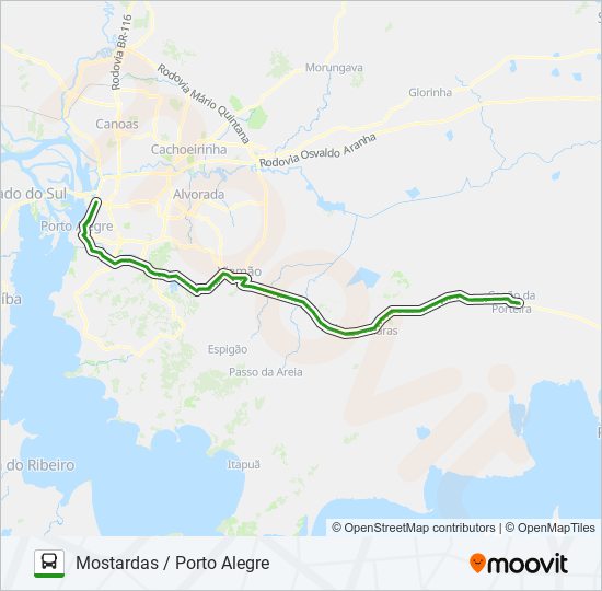 0344 MOSTARDAS / PORTO ALEGRE bus Line Map