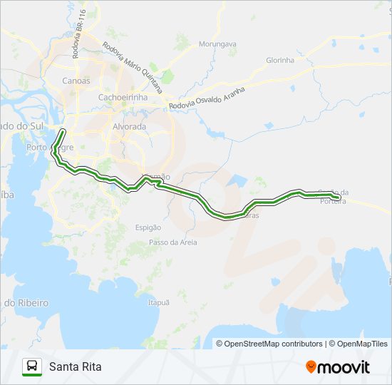 Mapa da linha 2622 SANTA RITA / PORTO ALEGRE de ônibus