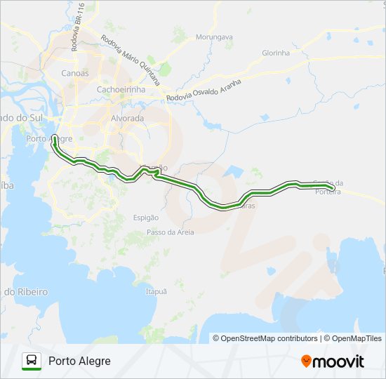 Mapa da linha 0325 GRANJA VARGAS / PORTO ALEGRE de ônibus