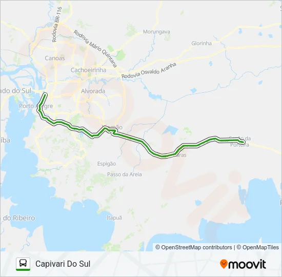 2391 CAPIVARI DO SUL / PORTO ALEGRE Bus Line Map