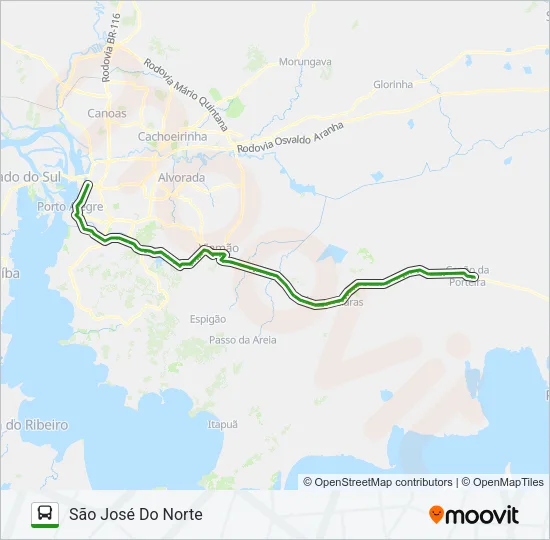 1081 SÃO JOSÉ DO NORTE / PORTO ALEGRE Bus Line Map
