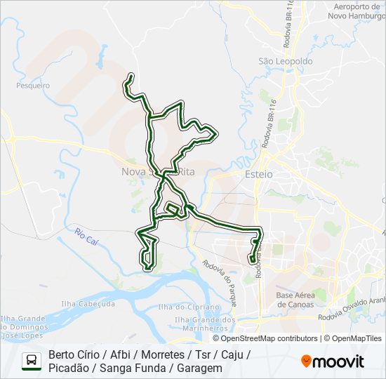 Mapa da linha TR01 MORRETES / CANOAS de ônibus