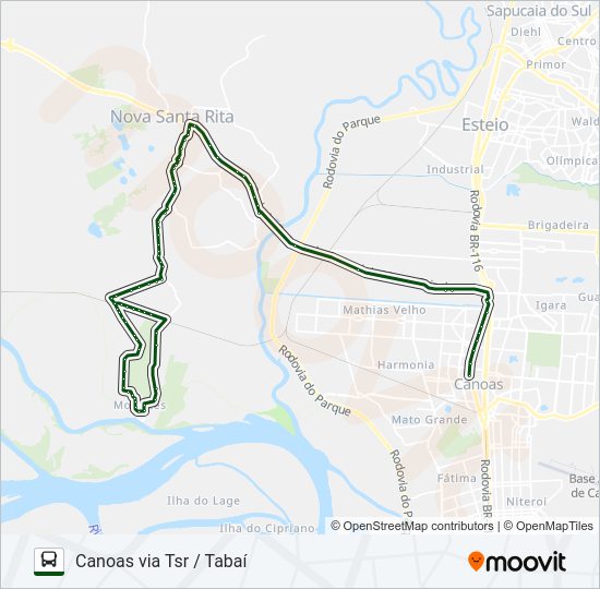 Mapa da linha TR01 MORRETES / CANOAS de ônibus