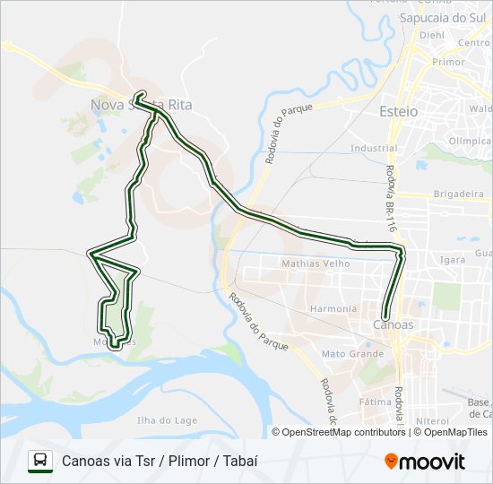 Mapa da linha TR01 MORRETES / CANOAS de ônibus