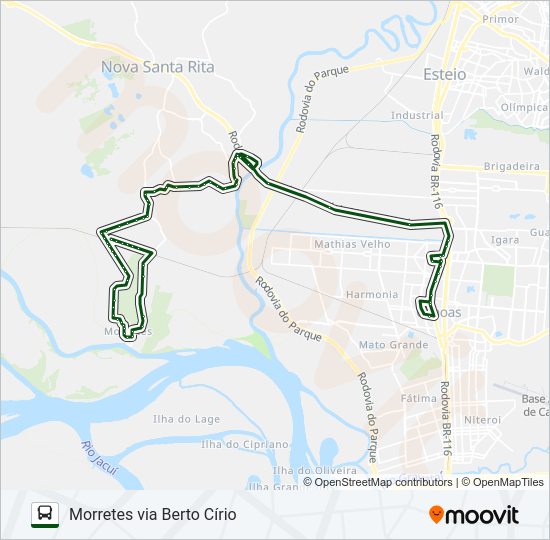 Mapa da linha TR01 MORRETES / CANOAS de ônibus