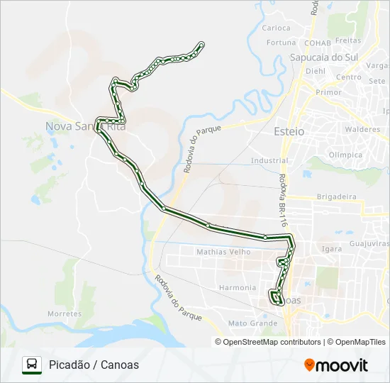 TR03N PICADÃO / CANOAS Bus Line Map