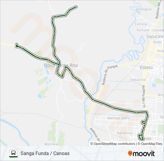 Mapa da linha TR04 SANGA FUNDA / CANOAS de ônibus