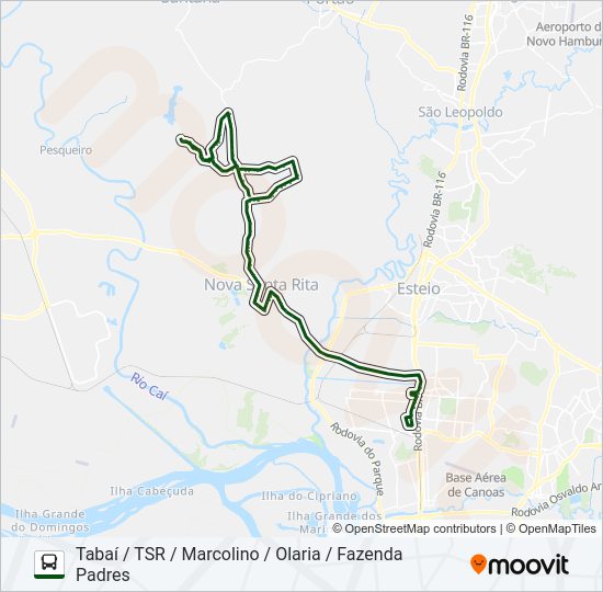 Mapa da linha TR04 SANGA FUNDA / CANOAS de ônibus
