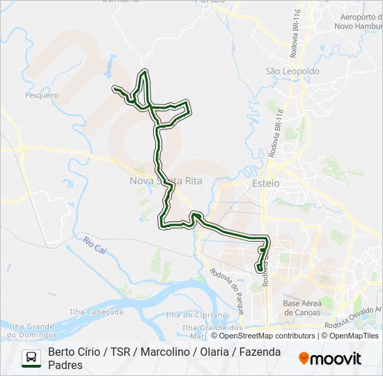 Mapa da linha TR04 SANGA FUNDA / CANOAS de ônibus