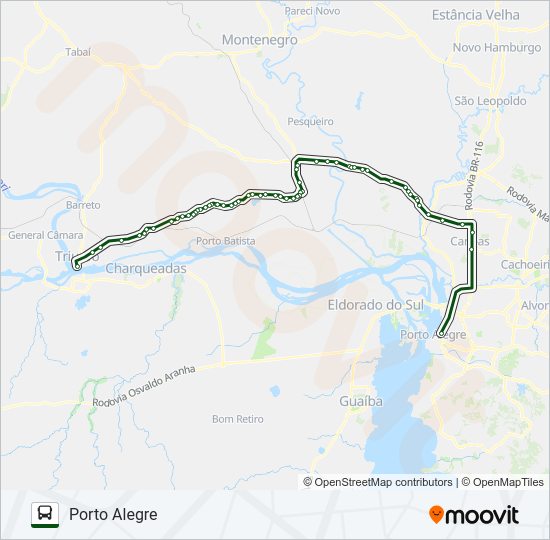 Mapa da linha L653 TRIUNFO / PORTO ALEGRE de ônibus