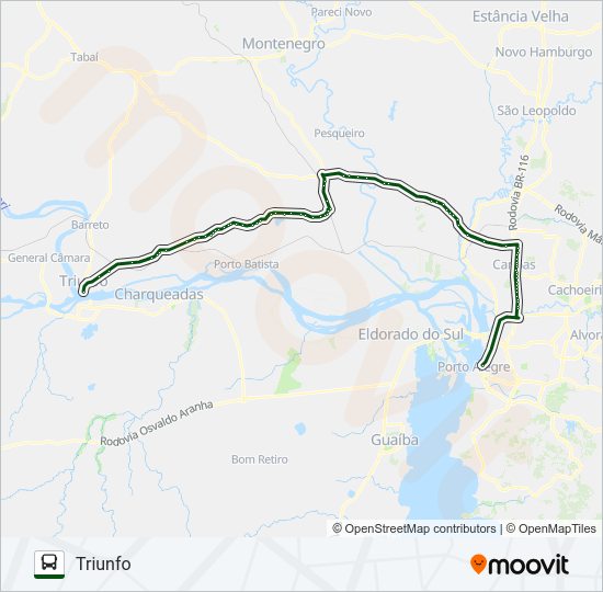 Mapa da linha L653 TRIUNFO / PORTO ALEGRE de ônibus