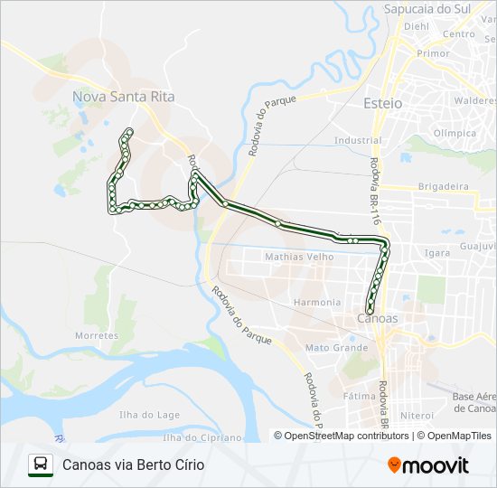 Mapa da linha TR02 NOVA SANTA RITA / CANOAS de ônibus