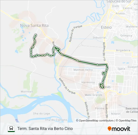 TR02 NOVA SANTA RITA / CANOAS Bus Line Map