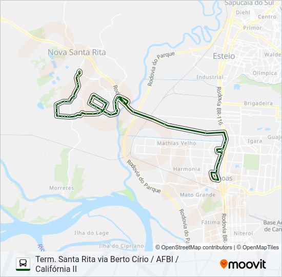 Mapa da linha TR02 NOVA SANTA RITA / CANOAS de ônibus