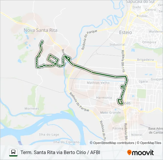 TR02 NOVA SANTA RITA / CANOAS Bus Line Map