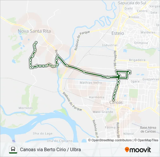 TR02 NOVA SANTA RITA / CANOAS Bus Line Map