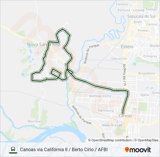 Mapa da linha TR02J BOQ. DO CAJU VIA TSR / CANOAS de ônibus