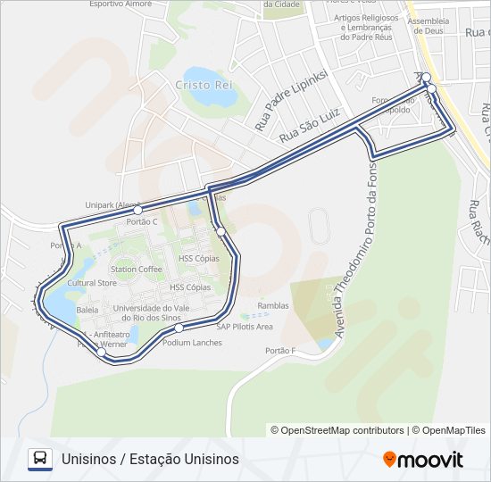 Mapa da linha T402 CIRCULAR UNISINOS de ônibus