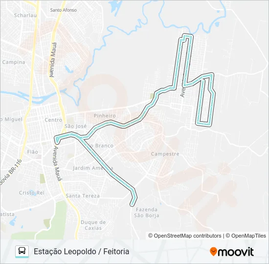 T422 FEITORIA / SÃO BORJA Bus Line Map
