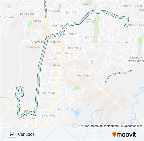Mapa da linha R234 NOVO HAMBURGO / CAMPINA de ônibus