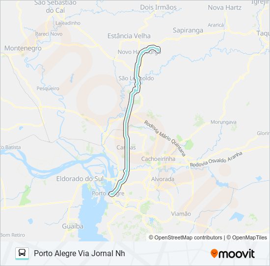 Mapa de N611 NOVO HAMBURGO / PORTO ALEGRE de autobús