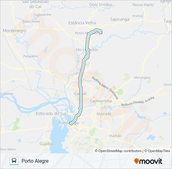 Mapa da linha N611 NOVO HAMBURGO / PORTO ALEGRE de ônibus