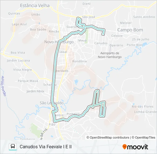 R037 FEITORIA / CANUDOS VIA FEDERAL Bus Line Map