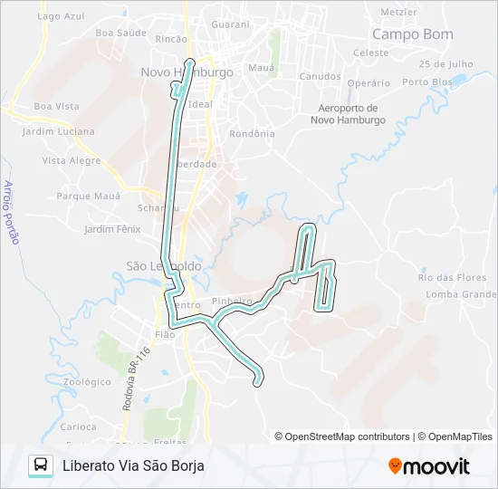 R037 FEITORIA / CANUDOS VIA FEDERAL Bus Line Map