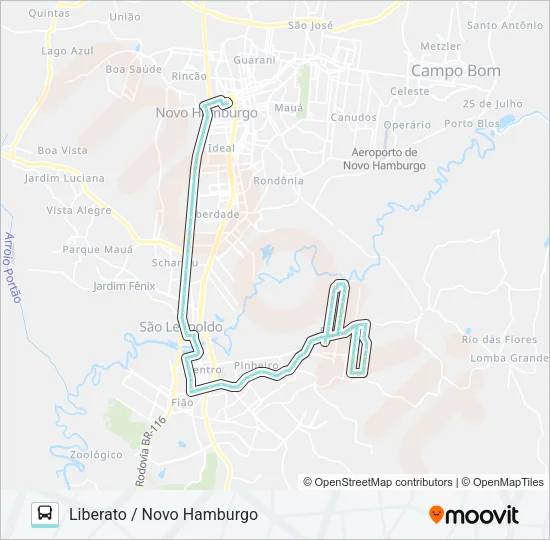 R037 FEITORIA / CANUDOS VIA FEDERAL Bus Line Map