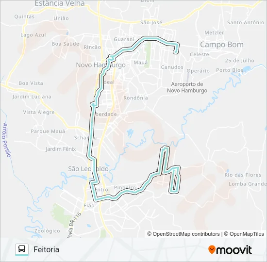 R037 FEITORIA / CANUDOS VIA FEDERAL Bus Line Map