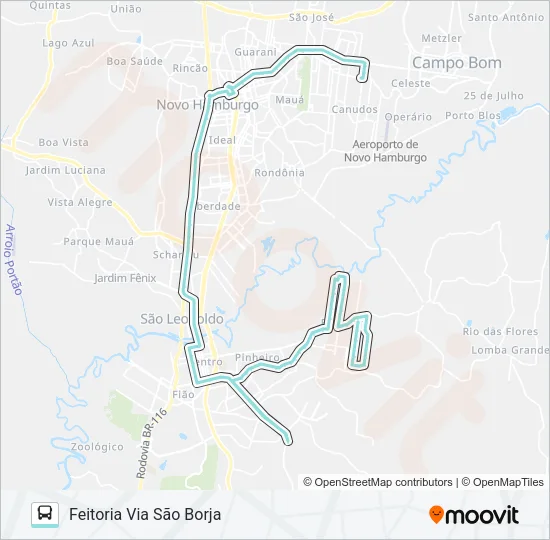 R037 FEITORIA / CANUDOS VIA FEDERAL Bus Line Map