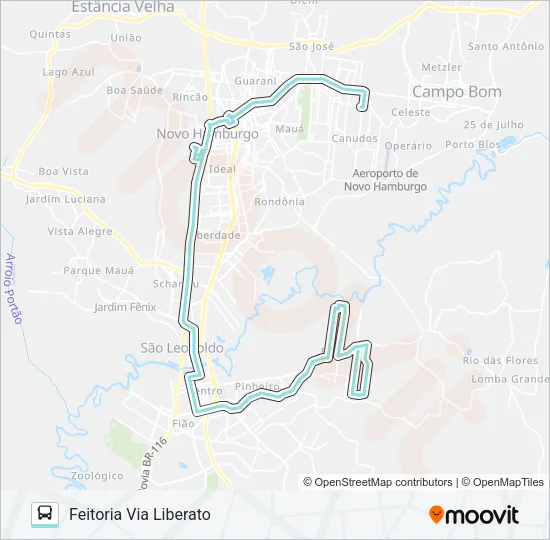 R037 FEITORIA / CANUDOS VIA FEDERAL Bus Line Map